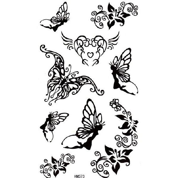 タトゥーシール  妖精 蝶々 フラワー 花 バタフライ トライバル 17x10cm　ハロウィン　仮装...
