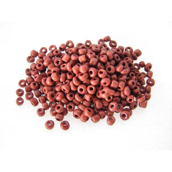 ガラスビーズ(L)　3.5x4mm　茶色　約50個