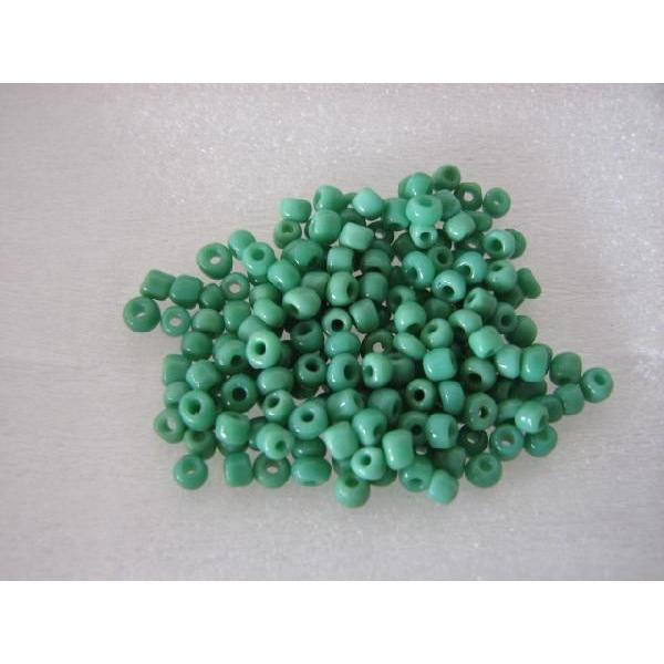 ガラスビーズ(L)　3.5x4mm　グリーン 緑色　約50個