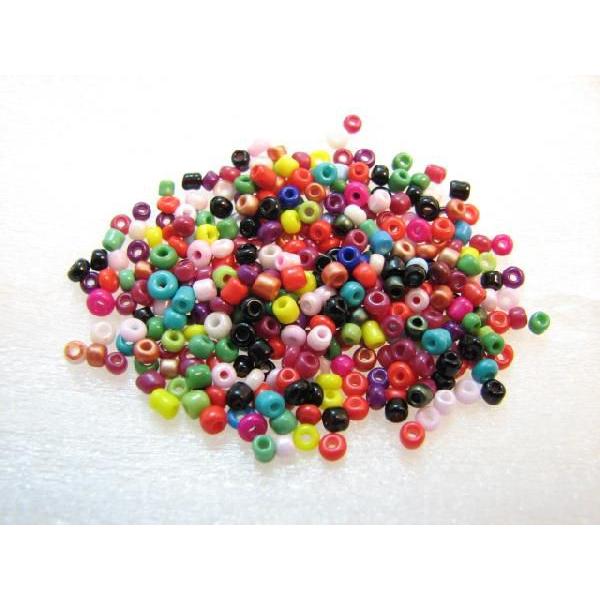 ガラスビーズ(L)　3.5x4mm　ミックス　約50個
