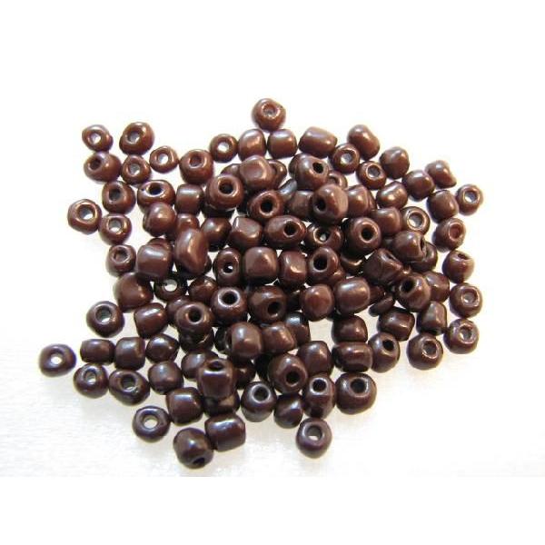 ガラスビーズ(M)　2.5x3mm　茶色 ブラウン　約100個