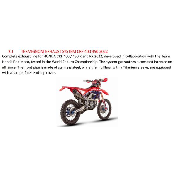 TERMIGNONI エキゾーストシステム　CRF450RX　ENDURO　Ver　