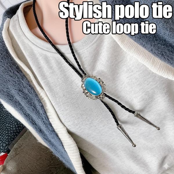 ループタイ メンズ レディース アクセサリー パーツ 金具 紐 石 ネックレス シルバー ポロタイ ...