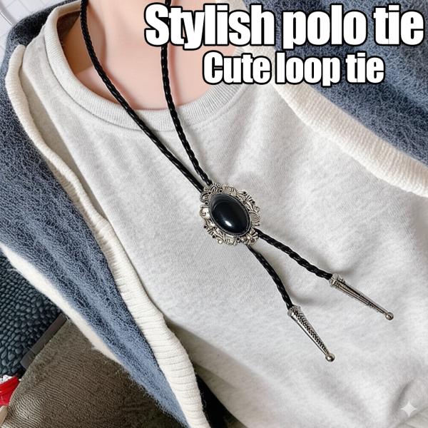 ループタイ メンズ レディース アクセサリー パーツ 金具 紐 石 ネックレス シルバー ポロタイ ...