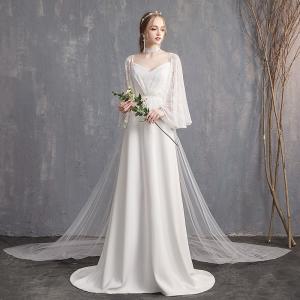 ウエディングドレス aライン 白 安い 長袖 ウェディングドレス