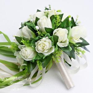 ウエディングブーケ 安い 結婚式 ローズ 造花...の詳細画像1
