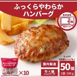 ふっくらやわらか ハンバーグ 10P×5個入 50個 送料無料 冷凍 冷凍食品 牛肉 豚肉 業務用 レンジ お弁当 お惣菜 まとめ買い お弁当 おかず お惣菜