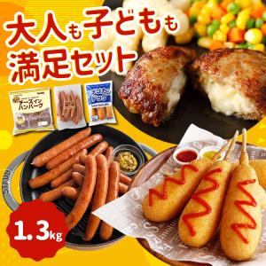 チーズインハンバーグ 5個 ウインナー 約13本 アメリカンドッグ 5本 詰合せ セット 冷凍食品 お肉 食品 加工品 送料無料 プレゼント 仕送り 運動会 体育祭｜starzen-k