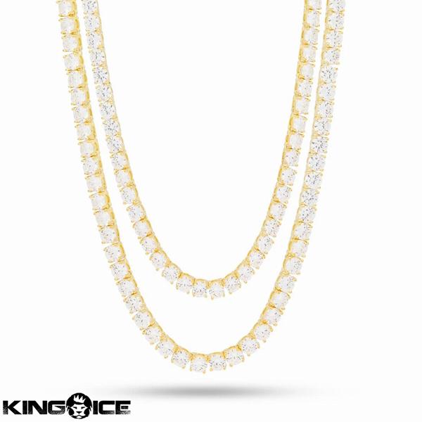 キングアイス King Ice 5mm幅 テニスチェーン ネックレスセット ゴールド メンズ 5mm...