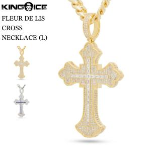 ネックレス キングアイス King Ice 2PAC トゥーパック ゴールド アクセサリー ペンダント FLEUR DE LIS CROSS NECKLACE (L)｜state