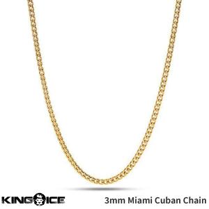 3mm幅 マイアミキューバンカーブ チェーン ネックレス キングアイス King Ice Stainless Steel Miami Cuban Curb Chain｜State