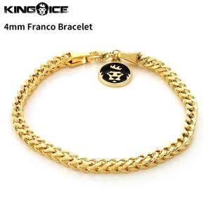 キングアイス King Ice 腕輪 ブレスレット フランコチェーン 4mm Franco Bracelet アクセサリー メンズ 男性 ステンレス ゴールド｜state