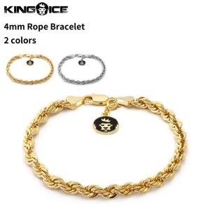 キングアイス King Ice 腕輪 ブレスレット ロープチェーン 4mm Rope Bracelet アクセサリー メンズ 男性 ステンレス ゴールド｜state