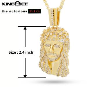 ゴールドネックレス キングアイス King Ice ビギー ノトーリアス Notorious B.I.G. メンズ / Biggie Jesus Necklace 2.4inch｜state