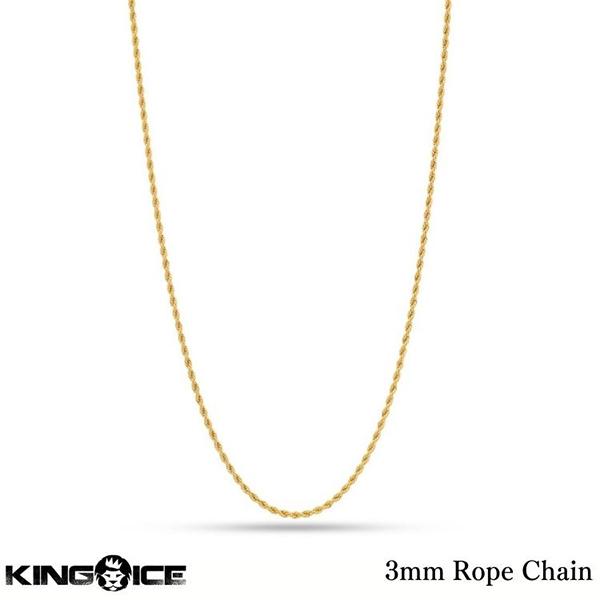 ネックレス キングアイス King Ice ロープチェーン 3mm Rope Chain メンズ レ...