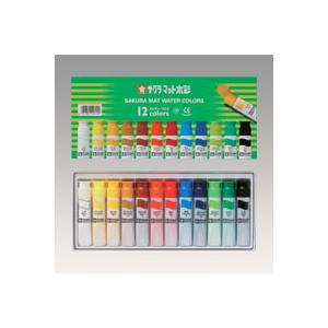 サクラクレパス マット水彩１２色１２ｍｌポリチューブ入MW12PE