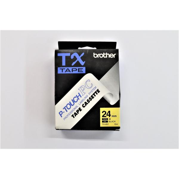 ブラザー ＰタッチPC TXテープ TX-651 ２４ミリ 黄テープ/黒文字