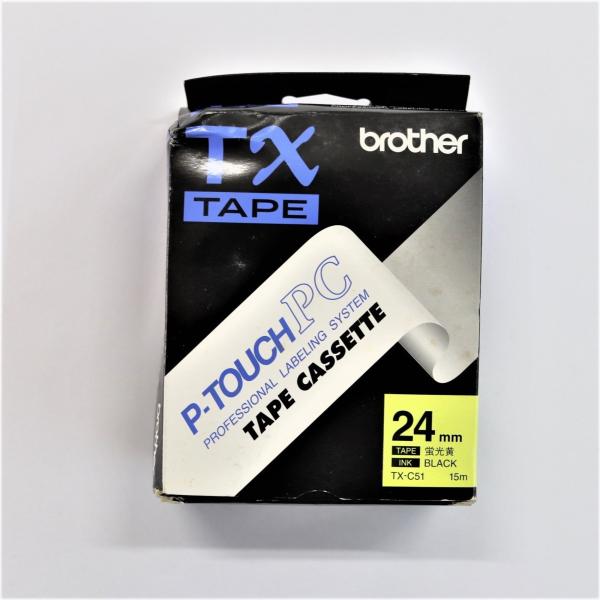 ブラザー ＰタッチPC TXテープ TX-C51 ２４ミリ 蛍光黄テープ/黒文字