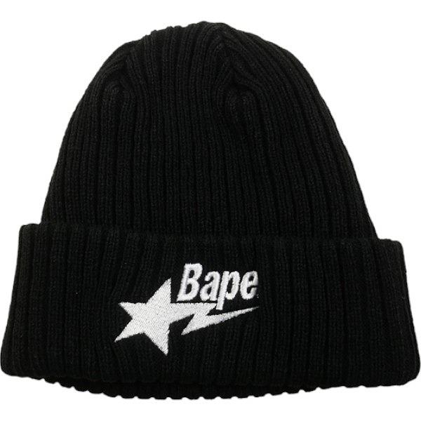 A BATHING APE ア ベイシング エイプ BAPE STA BEANIE BLACK ビー...