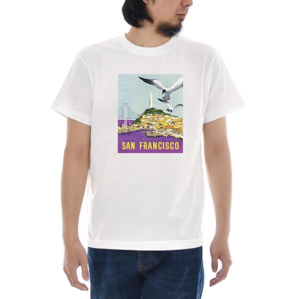 ヴィンテージ ポスター Tシャツ カリフォルニア サンフランシスコ 半袖Tシャツ メンズ レディース...
