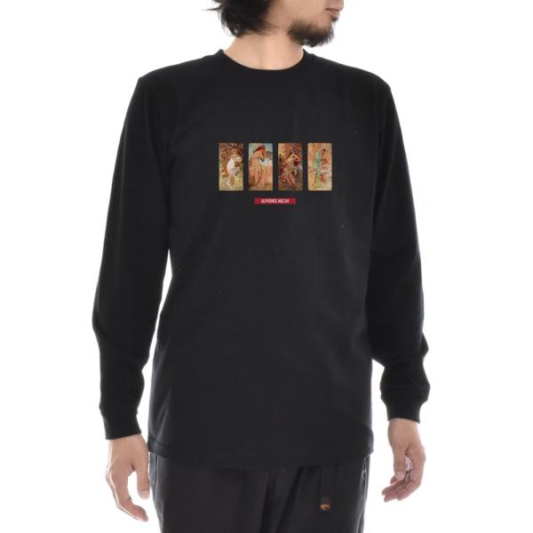 ミュシャ Tシャツ 四季 ライフ イズ アート 長袖 ロングスリーブ ロンT メンズ レディース ア...