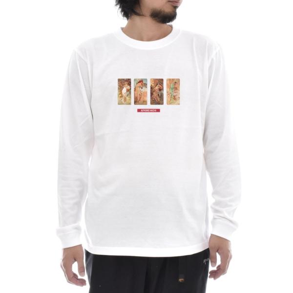 ミュシャ Tシャツ 四季 ライフ イズ アート 長袖 ロングスリーブ ロンT メンズ レディース ア...