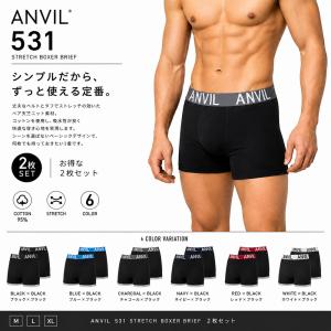 ANVIL アンビル ボクサーパンツ 2枚セット メンズ ボクサーブリーフ ブランド 下着 男性 アンダーウェア 勝負下着 アンヴィル 前閉じ S M L XL ANV0531 ANV531｜StayBlue