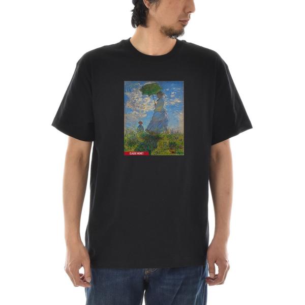 【半袖 アートTシャツ】モネ Tシャツ 散歩、日傘をさす女性 ライフ イズ アート 半袖 メンズ レ...
