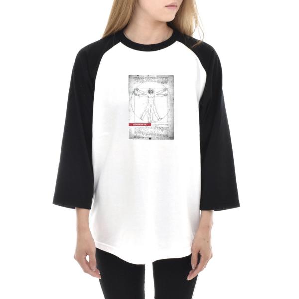 レオナルドダヴィンチ Tシャツ ウィトルウィウス的人体図 ライフ イズ アート 7分袖 ラグランスリ...