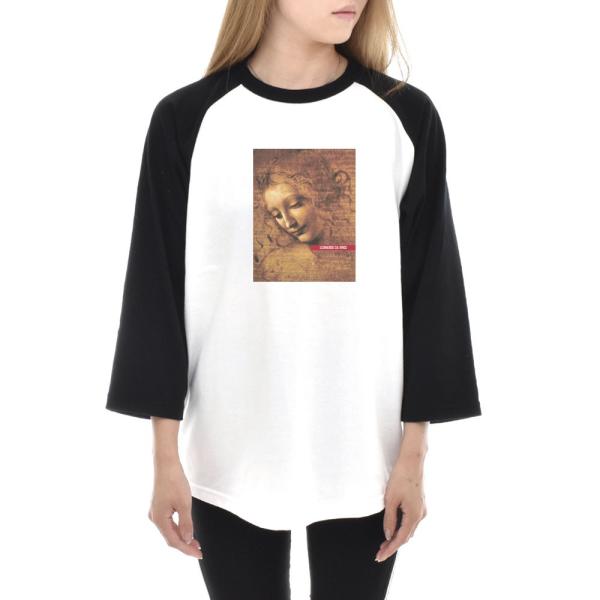 レオナルドダヴィンチ Tシャツ ほつれ髪の女性 ライフ イズ アート 7分袖 ラグランスリーブ メン...