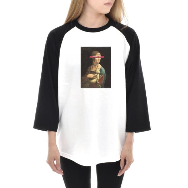 レオナルドダヴィンチ Tシャツ 白貂を抱く貴婦人 ライフ イズ アート 7分袖 ラグランスリーブ メ...