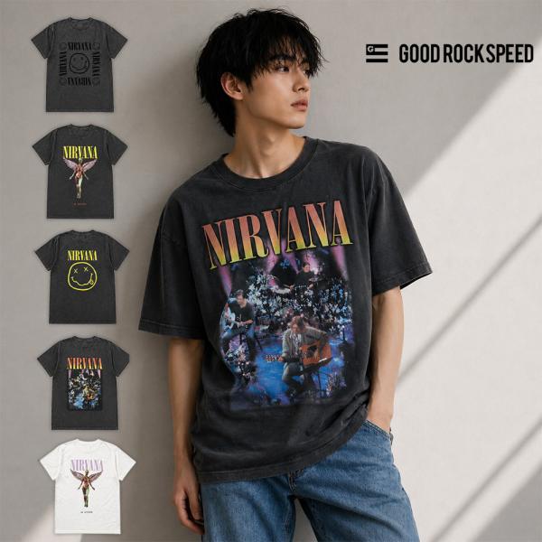 ヴィンテージ加工 ロックTシャツ ニルヴァーナ 半袖Tシャツ NIRVANA T-SHIRT 26N...