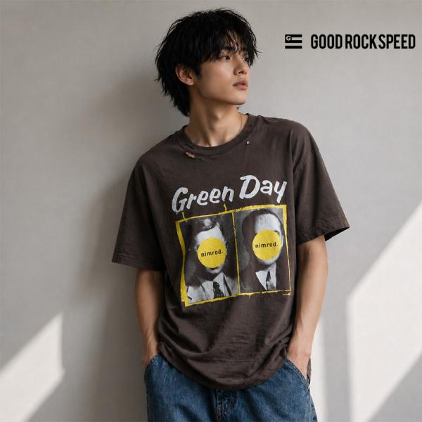 ヴィンテージ加工 ロックTシャツ グリーンデイ ディストレスト 半袖Tシャツ GREENDAYDIS...