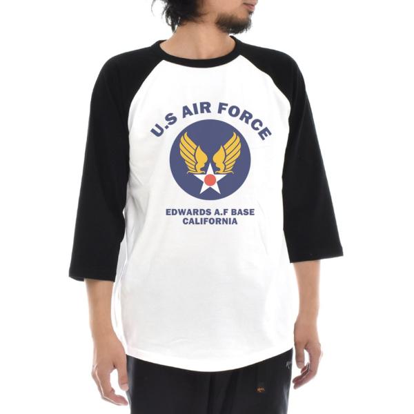 U.S AIR FORCE BASE Tシャツ ラグラン 七分 七分袖 3/4 メンズ レディース ...