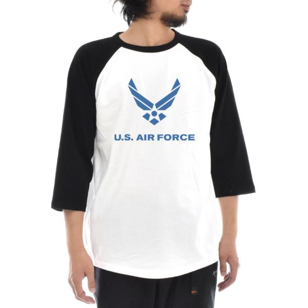 U.S AIR FORCE ロゴ マーク Tシャツ ラグラン 七分 七分袖 3/4 メンズ レディー...