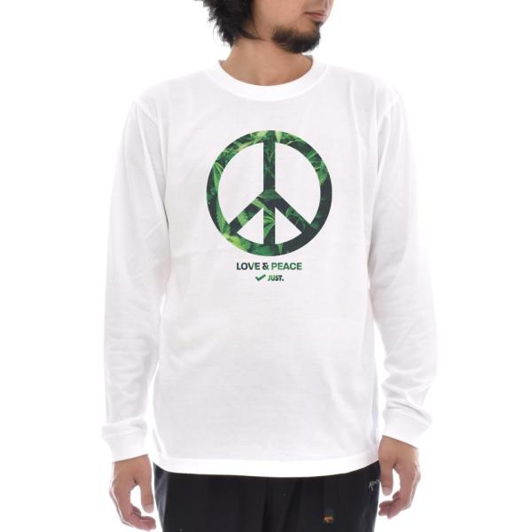 大麻 大麻柄 マリファナ マリファナ柄 ピース PEACE Tシャツ 長袖Tシャツ ロンT メンズ ...