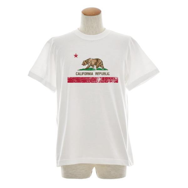 カリフォルニア フラッグ Tシャツ ジャスト 半袖Tシャツ メンズ レディース ティーシャツ 旗 熊...