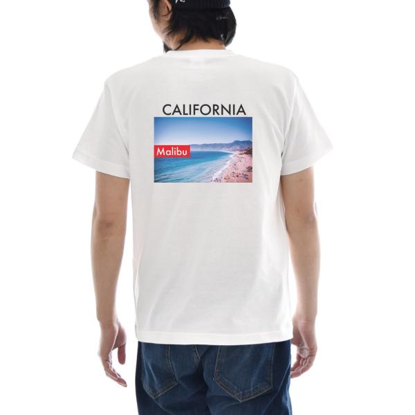 フォトTシャツ Tシャツ マリブ ジャスト 半袖Tシャツ バックプリント 波 海 ビーチ 写真 景色...
