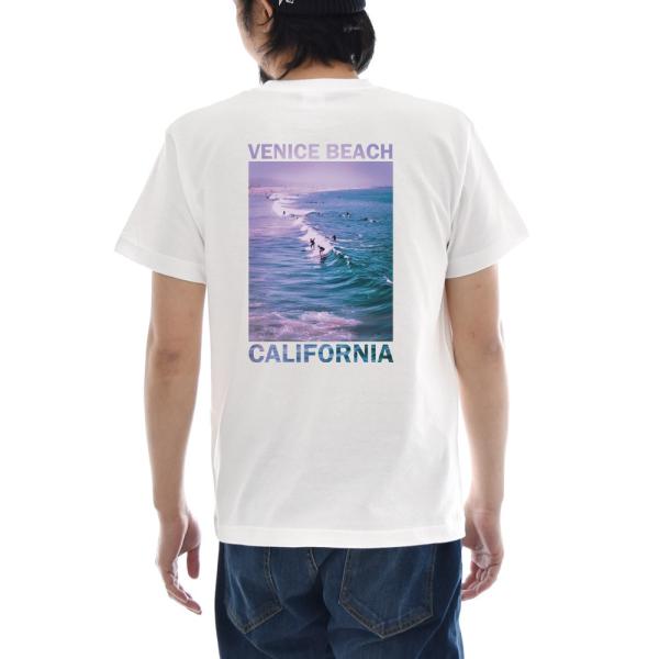 フォトTシャツ Tシャツ ヴェニス ビーチ ベニス ジャスト 半袖Tシャツ バックプリント 海 波 ...