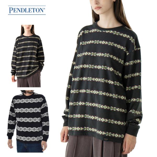 ペンドルトン PENDLETON 長袖Tシャツ ジャガード ロングスリーブTシャツ メンズ レディー...