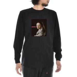 新品 モナリザ フェルメール 名画 パロディ 黒 ロンT 長袖 Tシャツ 新品 モナリザ フェルメール 名画 パロディ 黒 ロンT 長袖 Tシャツの