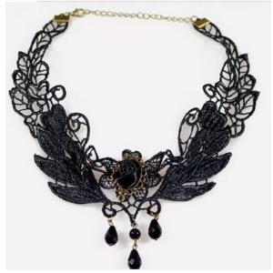 即納 メール便送料無料 代引不可　ゴシック調　ブラックローズ　レースチョーカー　パーティ　コスプレ