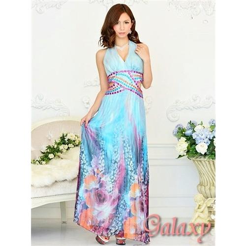 即納　悩殺　サイド魅せ　カラージュエル装飾　アニマルフラワー柄　シフォン　グラデーション　プリーツ　...