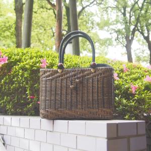 籐かごバッグ-B 網代編み×うね編み 皮籐 かごバッグ カゴバッグ ラタン