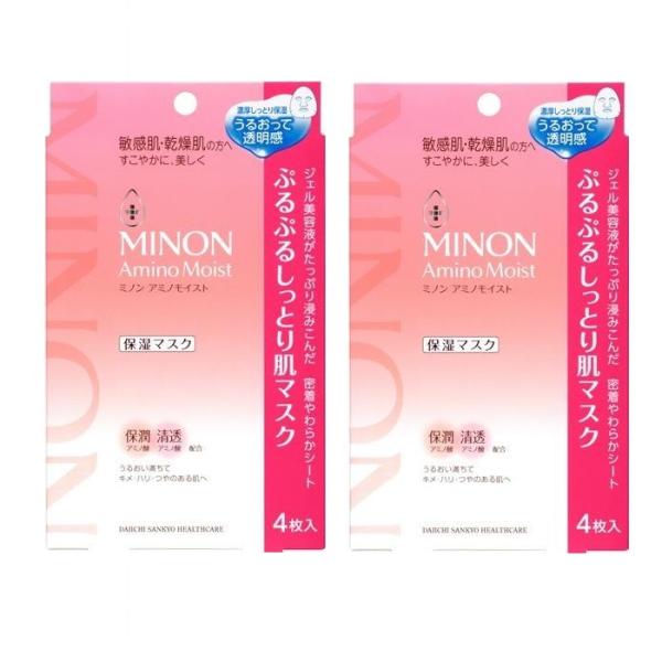 2セット ミノン アミノモイスト ぷるぷるしっとり肌マスク 4枚入  フェイスパック 敏感肌 乾燥肌...