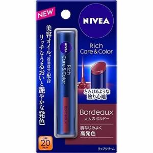 NIVEA ニベア リッチケア＆カラーリップ ボルドー 2g リップクリーム SPF20 PA++ リップ 唇 紫外線 UVケア 保湿 花王｜steady-store