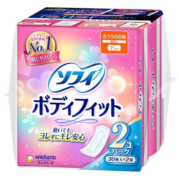 ソフィ ボディフィット 21cm 羽なし 28枚×2  紙ナプキン 昼用 ふつうの日用 生理用品 ユ...