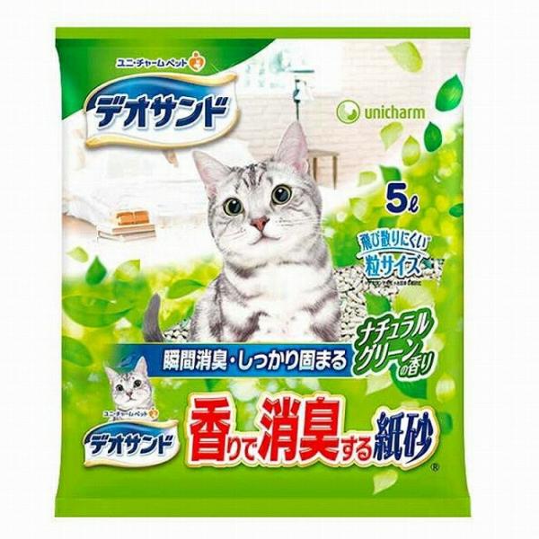 デオサンド 香りで消臭する紙砂 ナチュラルグリーンの香り 5L 猫トイレ 紙 猫 ねこ砂 ネコ砂 抗...