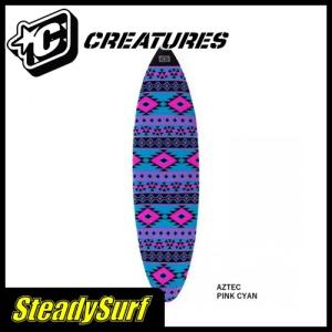 5'10 レトロ フィッシュ ピンク×シアン ストレッチソックス CREATURES クリエーチャー STRETCH SOX RETRO FISH ソフトケース｜steadysurf