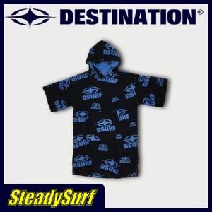 DESTINATION　DS 着替えポンチョ　デラックス（厚手タイプ)ブラック/ブルー　デスティネーション/サーフィン｜steadysurf